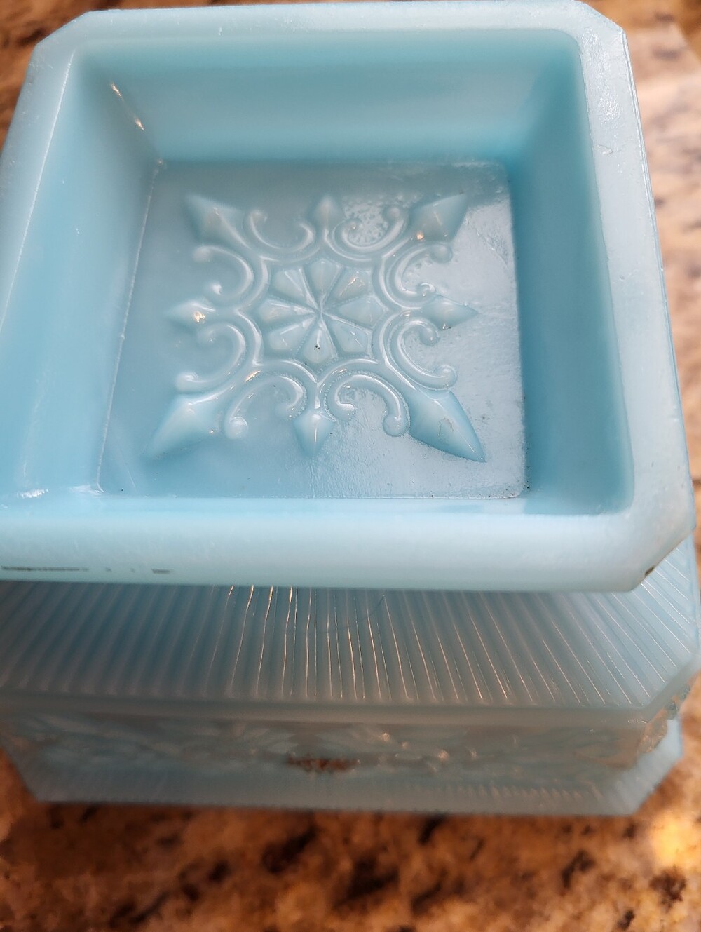 Vintage Blue 3 x 4.5 Inch  Milk Glass Footed Bowl Or  Planter - Picture 9 of 14